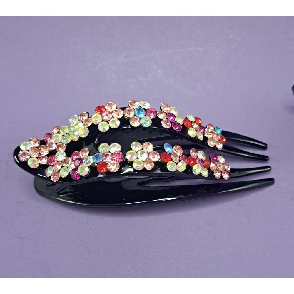 Rhinestone Flower Hair Comb Set - Sparkly Floral Hair Accessories - Picture 8 of 13